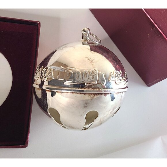 2003 Wallace Silversmiths Annual Silver Christmas Bell Ornament With Box - Picture 3 of 6